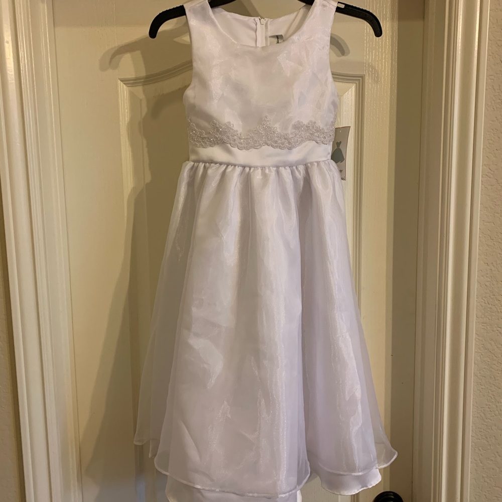 NWT White Rare Editions Girls Formal Dress size 10